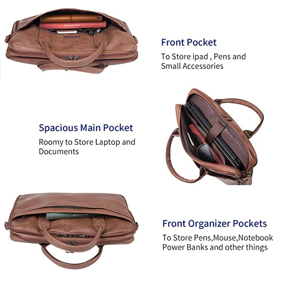 NEW! Stylish Leather Limpton Buisness Satchel - Picture 4 of 6